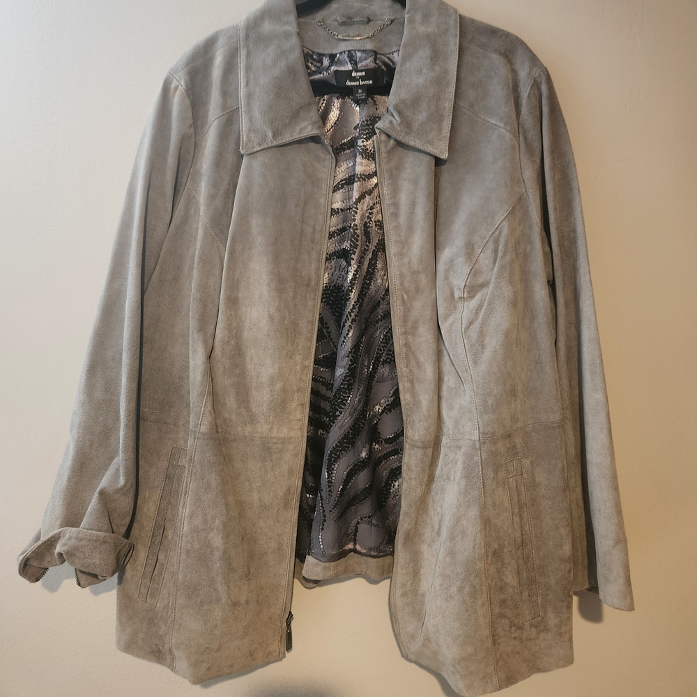 Dennis Basso Light Gray Suede Jacket